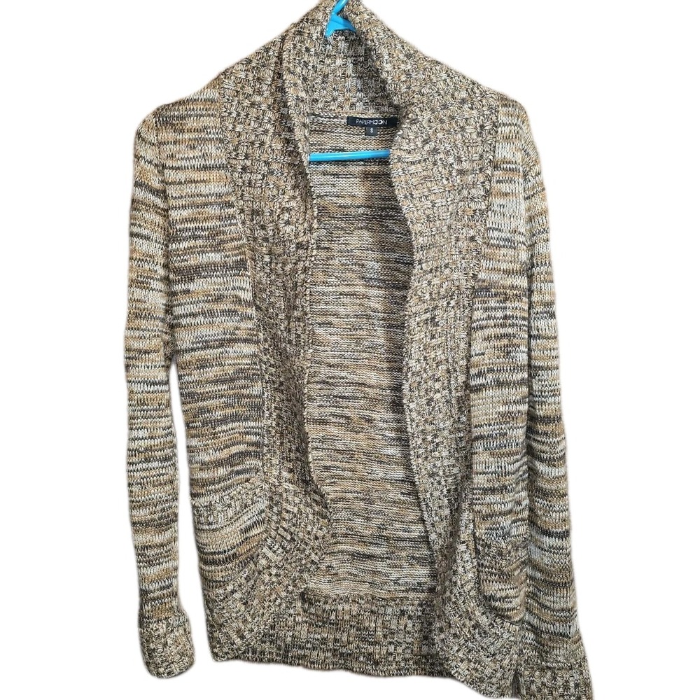 Papermoon Chunky Knit Open Cardigan EUC Small Neutral Cozy Boho‎ Sweater 🍂🧶